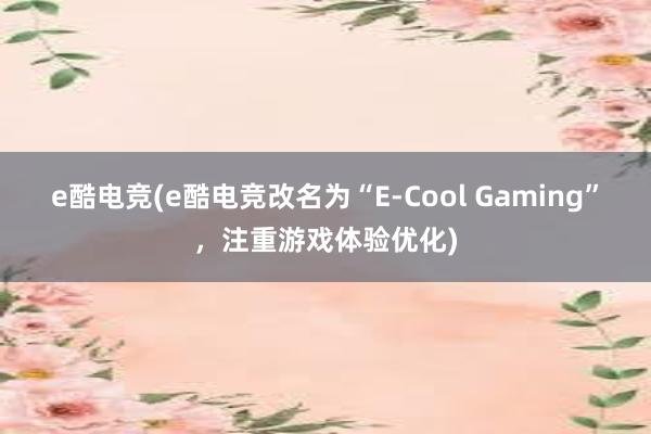 e酷电竞(e酷电竞改名为“E-Cool Gaming”，注重游戏体验优化)