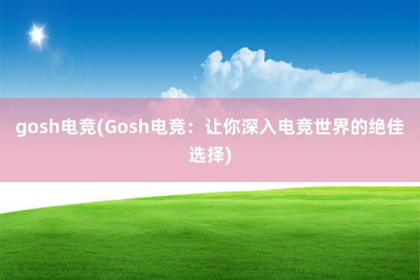 gosh电竞(Gosh电竞：让你深入电竞世界的绝佳选择)