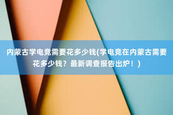 内蒙古学电竞需要花多少钱(学电竞在内蒙古需要花多少钱？最新调查报告出炉！)