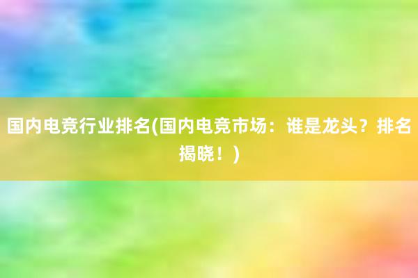 国内电竞行业排名(国内电竞市场：谁是龙头？排名揭晓！)