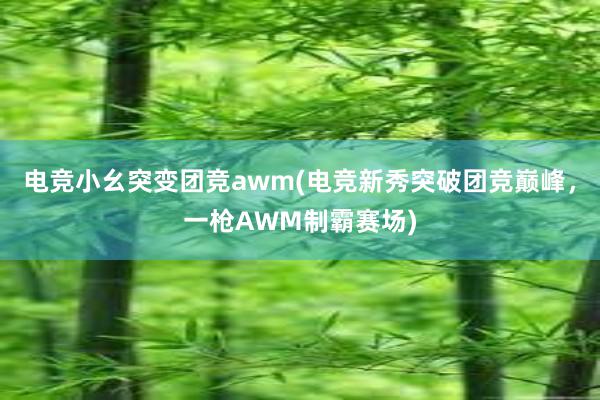 电竞小幺突变团竞awm(电竞新秀突破团竞巅峰，一枪AWM制霸赛场)