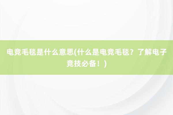 电竞毛毯是什么意思(什么是电竞毛毯？了解电子竞技必备！)