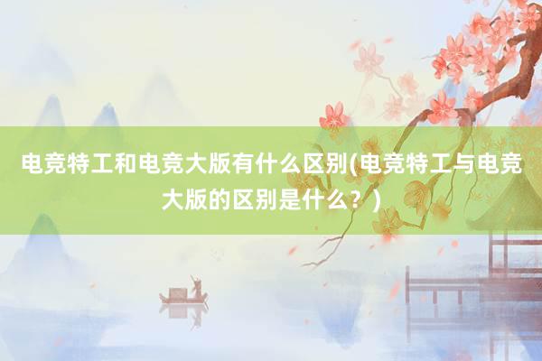 电竞特工和电竞大版有什么区别(电竞特工与电竞大版的区别是什么？)