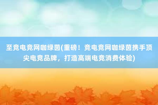 至竞电竞网咖绿茵(重磅！竞电竞网咖绿茵携手顶尖电竞品牌，打造高端电竞消费体验)