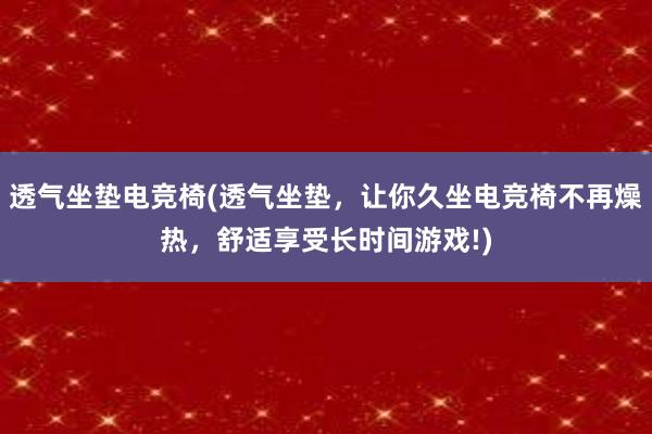 透气坐垫电竞椅(透气坐垫，让你久坐电竞椅不再燥热，舒适享受长时间游戏!)