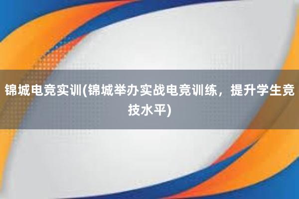 锦城电竞实训(锦城举办实战电竞训练，提升学生竞技水平)