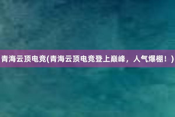 青海云顶电竞(青海云顶电竞登上巅峰，人气爆棚！)