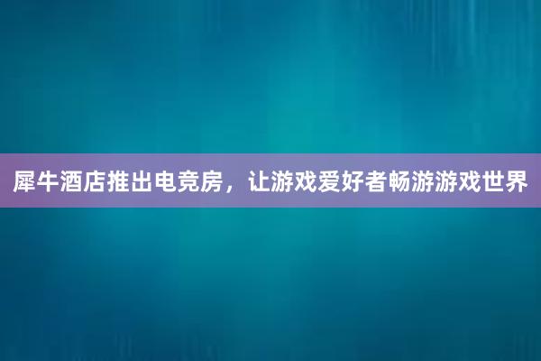 犀牛酒店推出电竞房，让游戏爱好者畅游游戏世界