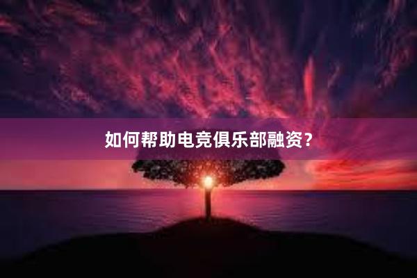 如何帮助电竞俱乐部融资？