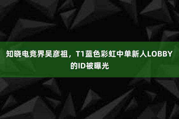 知晓电竞界吴彦祖，T1蓝色彩虹中单新人LOBBY的ID被曝光