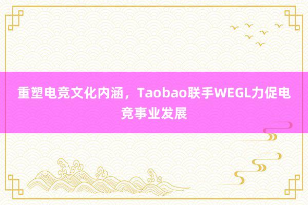 重塑电竞文化内涵，Taobao联手WEGL力促电竞事业发展