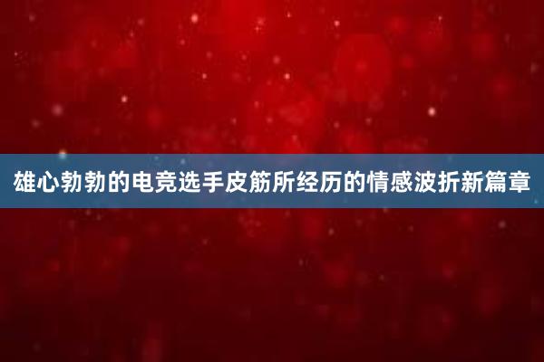 雄心勃勃的电竞选手皮筋所经历的情感波折新篇章