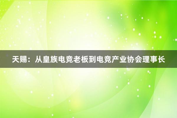 天赐：从皇族电竞老板到电竞产业协会理事长